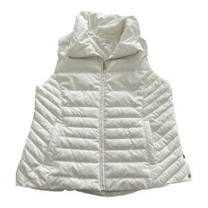 Talbots Diamond Quilted Down Filled Full Zip Puffer Vest Ivory Size XL